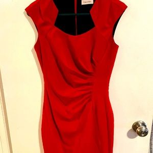 Red Calvin Klein Knee-Length Dress